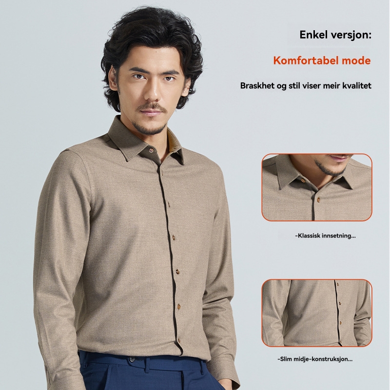 Skjorter | Man Shirt Woven Beige  –  Herre Herre Herre